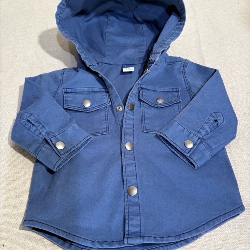 Toddler Hooded Button-Front Jacket in Blue